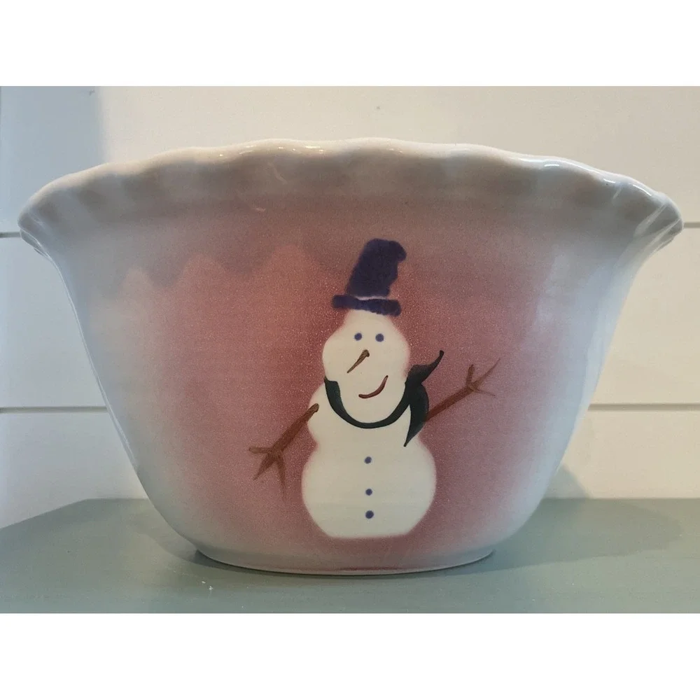 Neher‎ 2001 Pottery Handpainted 12-inch Snowman Mixing Bowl